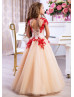 Short Sleeves Lace Tulle Keyhole Back Flower Girl Dress